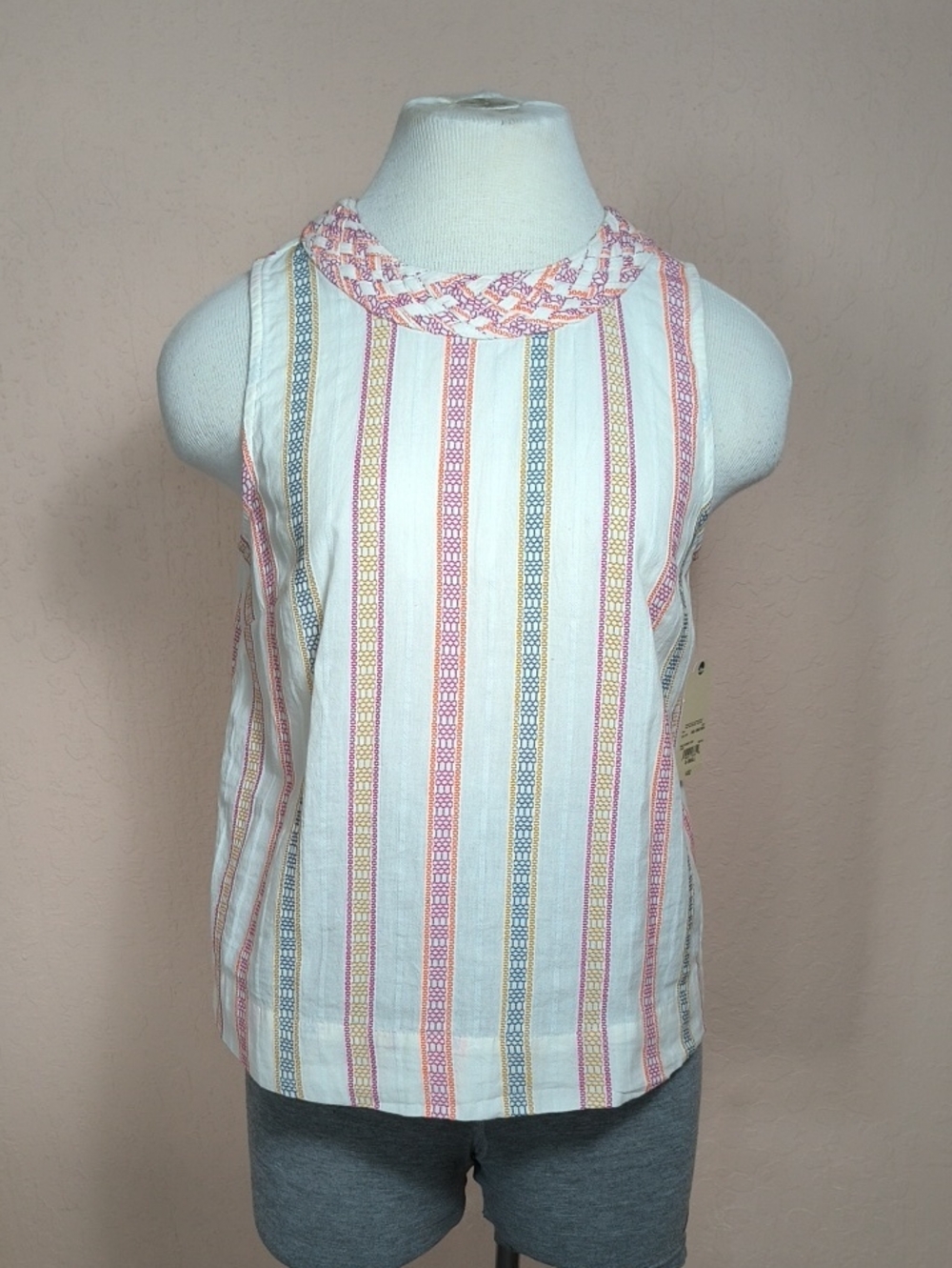 Women's St. John's Bay Multi Dobby Stripes Sleeveless Blouse NWT
